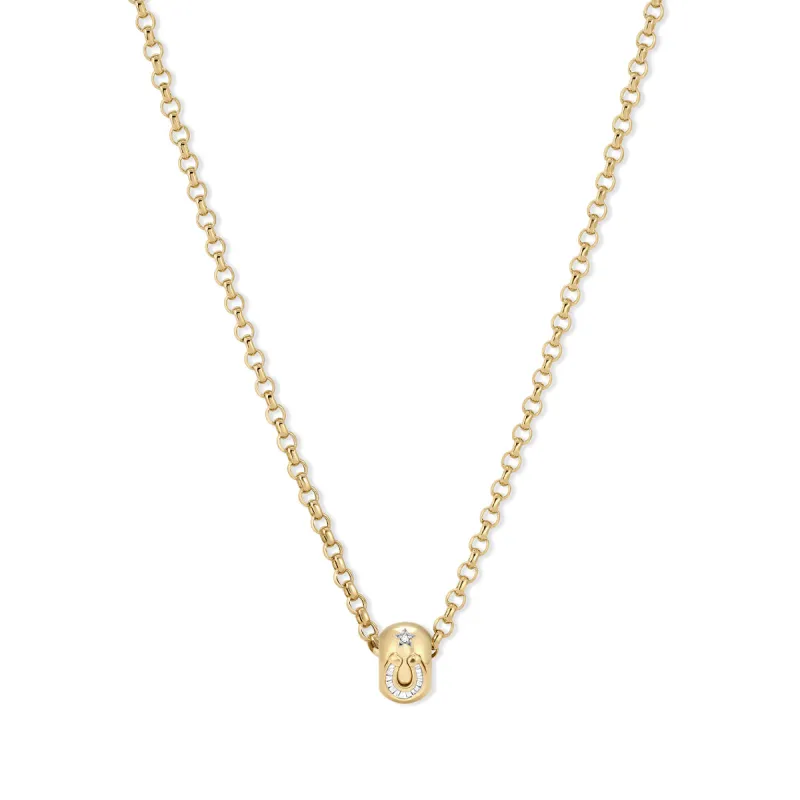 Baguette Lucky Horseshoe Big Bead Necklace sold by Adina Reyter