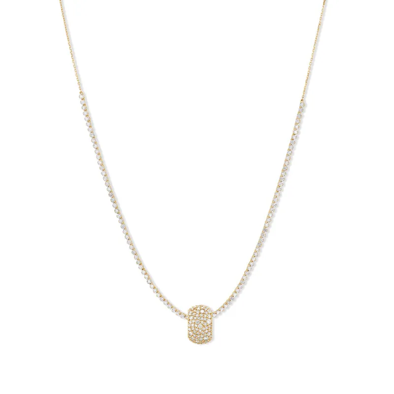 Wide Pavé Diamond Big Bead Tennis Necklace sold by Adina Reyter
