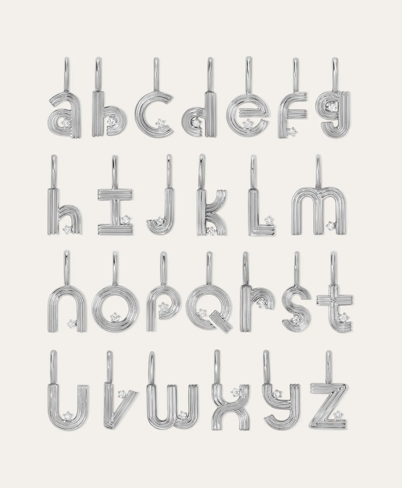 Groovy Initial Mini Charm Necklace on Saturn Chain in Sterling Silver sold by Adina Reyter product image thumbnail 3