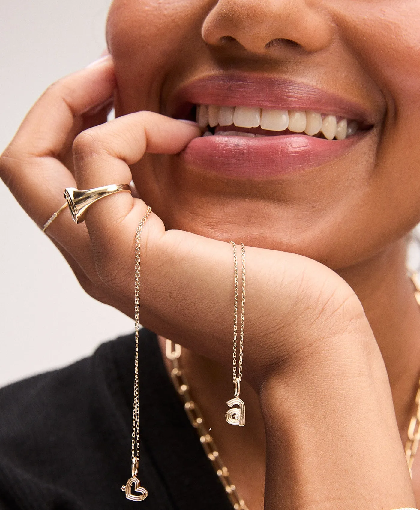 Groovy Initial Mini Charm Necklace on Saturn Chain in Sterling Silver sold by Adina Reyter product image thumbnail 2