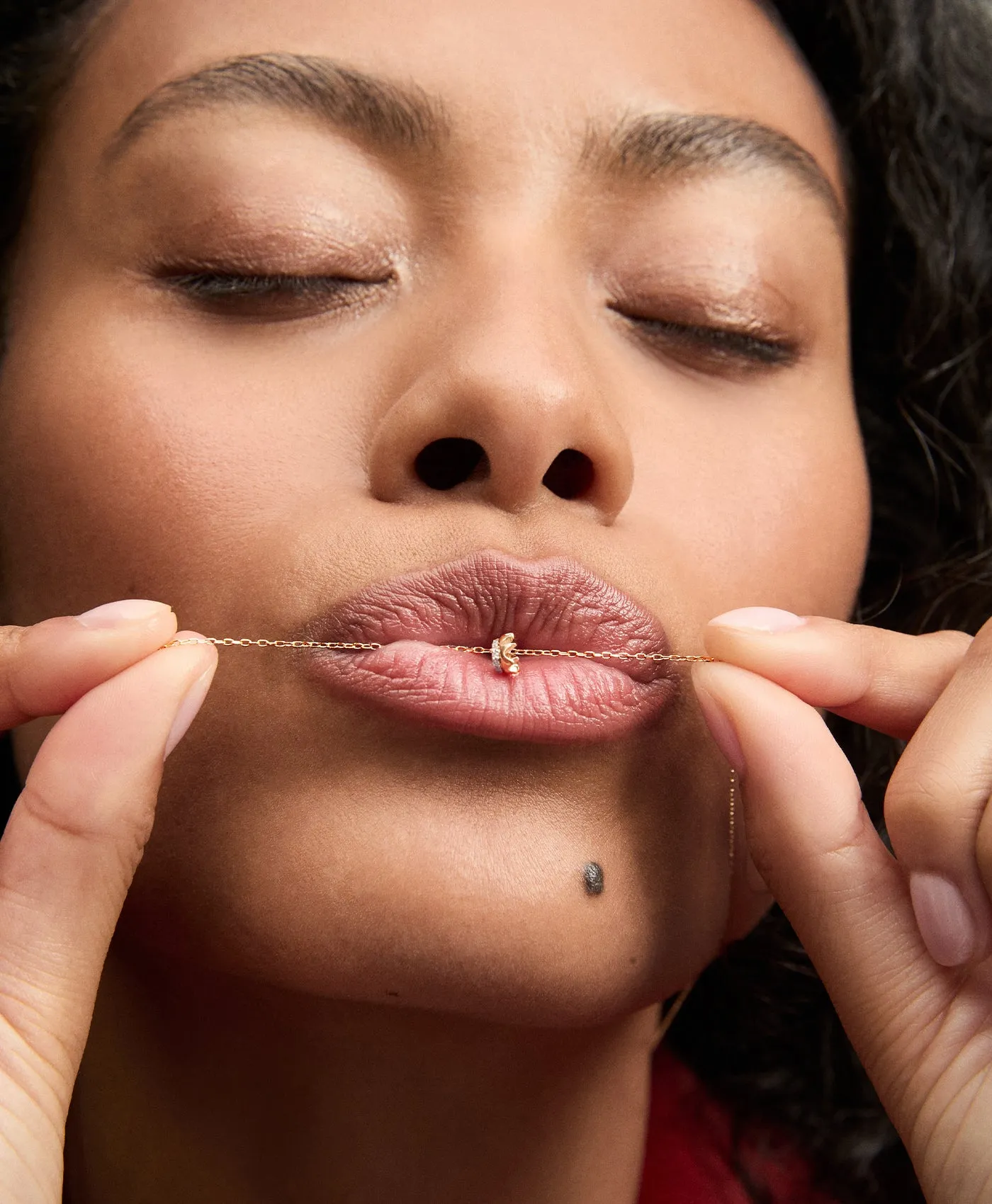 Pavé Crown Mini Bead Necklace on Saturn Chain in Sterling Silver sold by Adina Reyter product image thumbnail 3