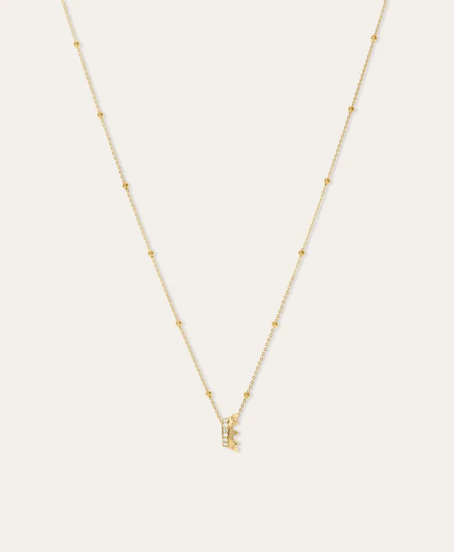 Pavé Crown Mini Bead Necklace on Saturn Chain sold by Adina Reyter
