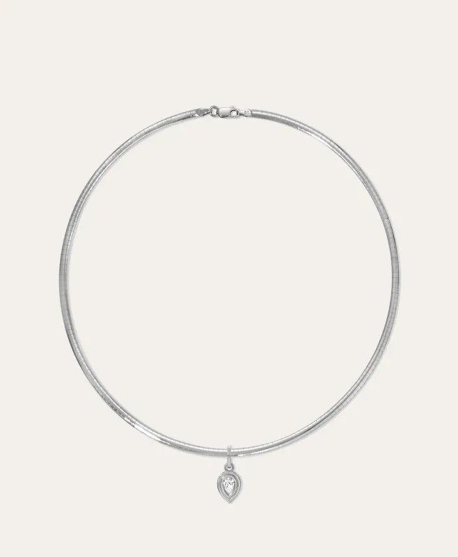Groovy Diamond Pear Hinged Charm on Omega Chain in Sterling Silver sold by Adina Reyter
