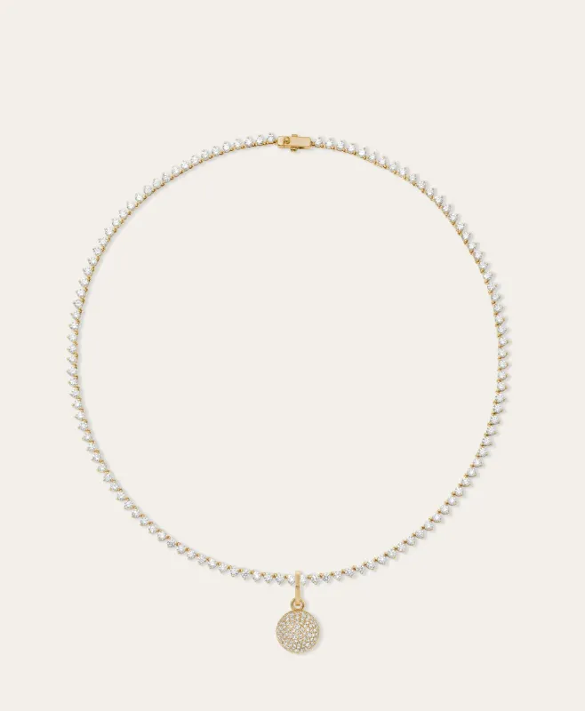 Stellar Pavé Diamond Hinged Charm on Tennis Necklace - Lab Grown sold by Adina Reyter