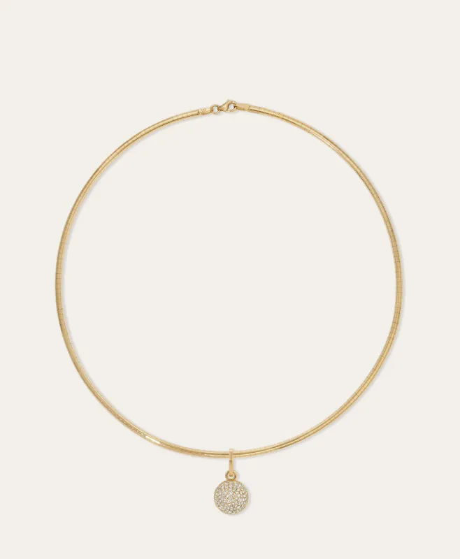 Stellar Pavé Diamond Hinged Charm on Omega Necklace sold by Adina Reyter