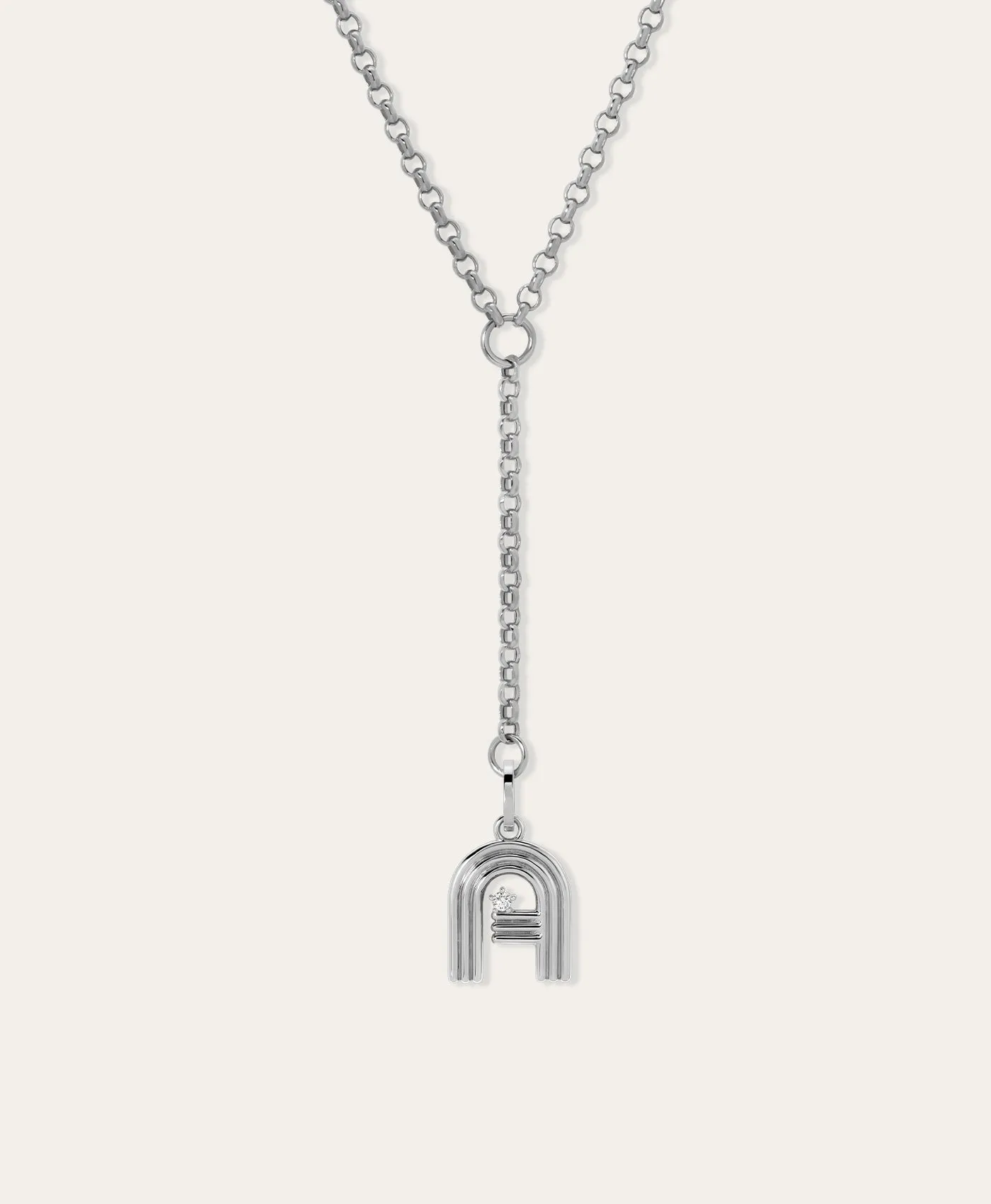 Groovy Diamond Initial Lariat Necklace in Sterling Silver sold by Adina Reyter