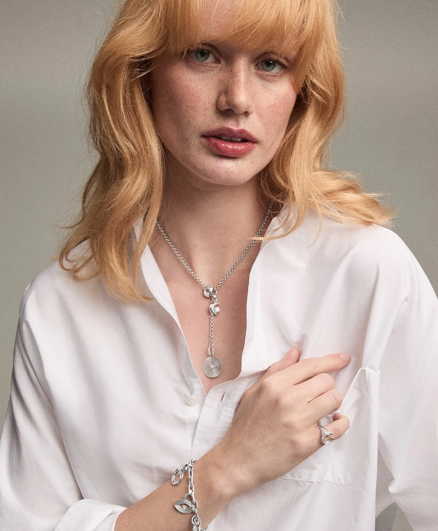 Groovy Diamond Initial Lariat Necklace in Sterling Silver sold by Adina Reyter product image thumbnail 2