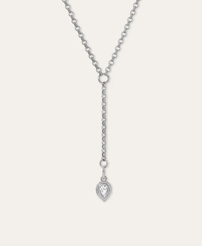 Groovy Diamond Pear Lariat in Sterling Silver - Lab Grown sold by Adina Reyter