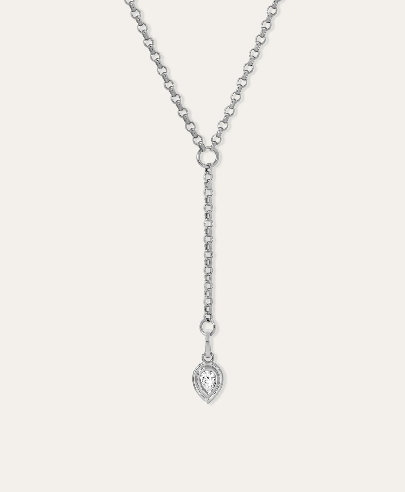 Groovy Diamond Pear Lariat in Sterling Silver - Lab Grown sold by Adina Reyter