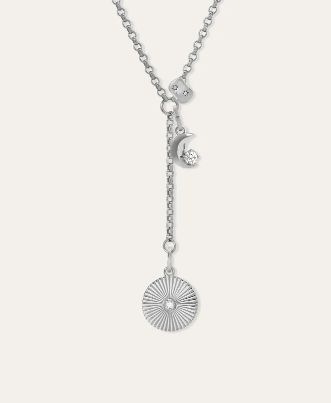 The Moon and The Stars Lariat Necklace in Sterling Silver sold by Adina Reyter