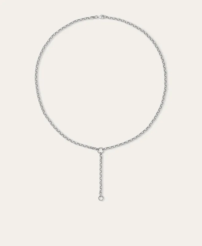 Rolo Chain Lariat Necklace in Sterling Silver sold by Adina Reyter
