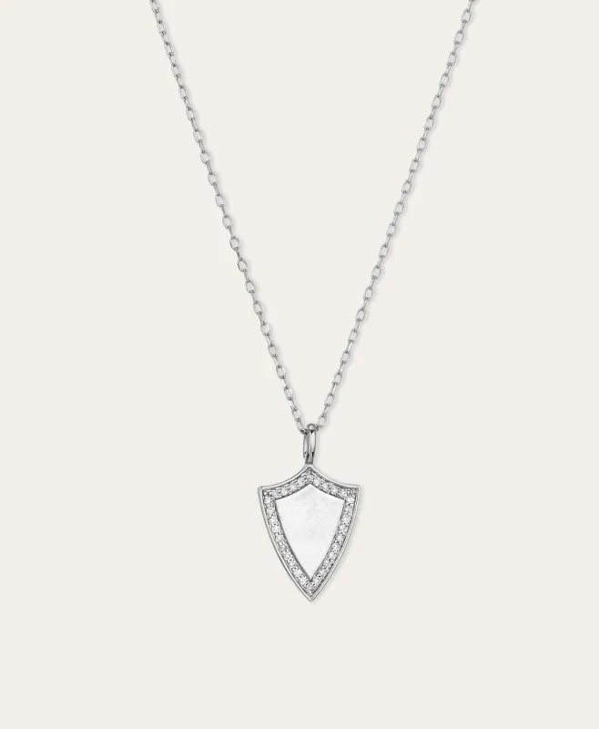 Pavé Shield Necklace in Sterling Silver sold by Adina Reyter