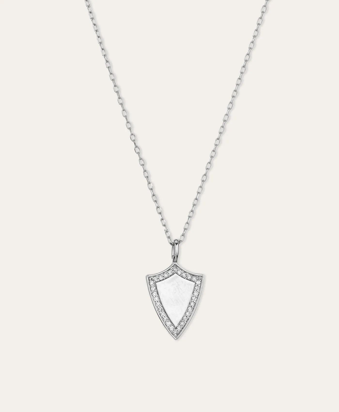 Pavé Shield Necklace in Sterling Silver sold by Adina Reyter