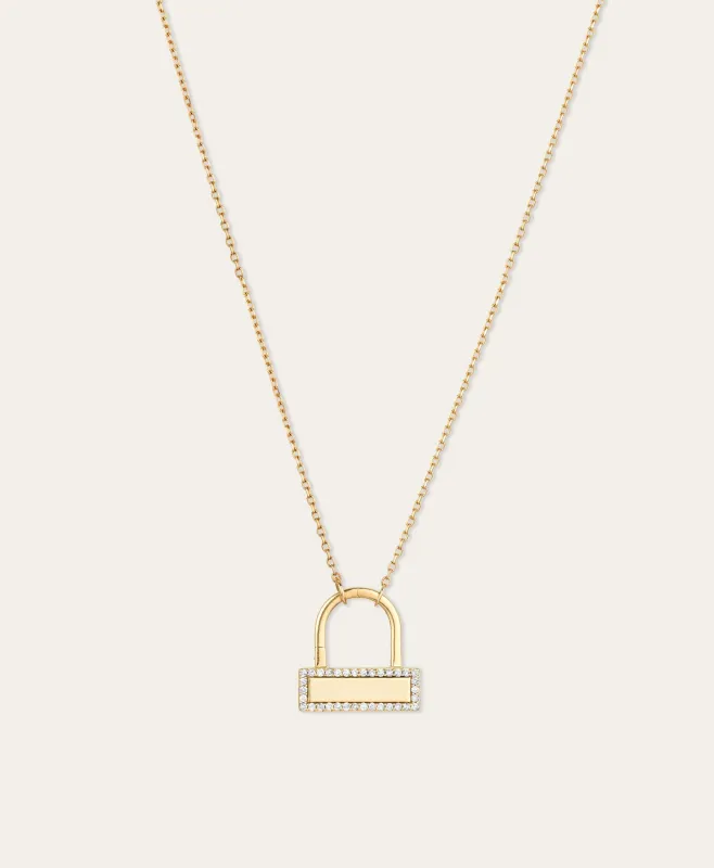 London Small Pave Lock Necklace sold by Adina Reyter