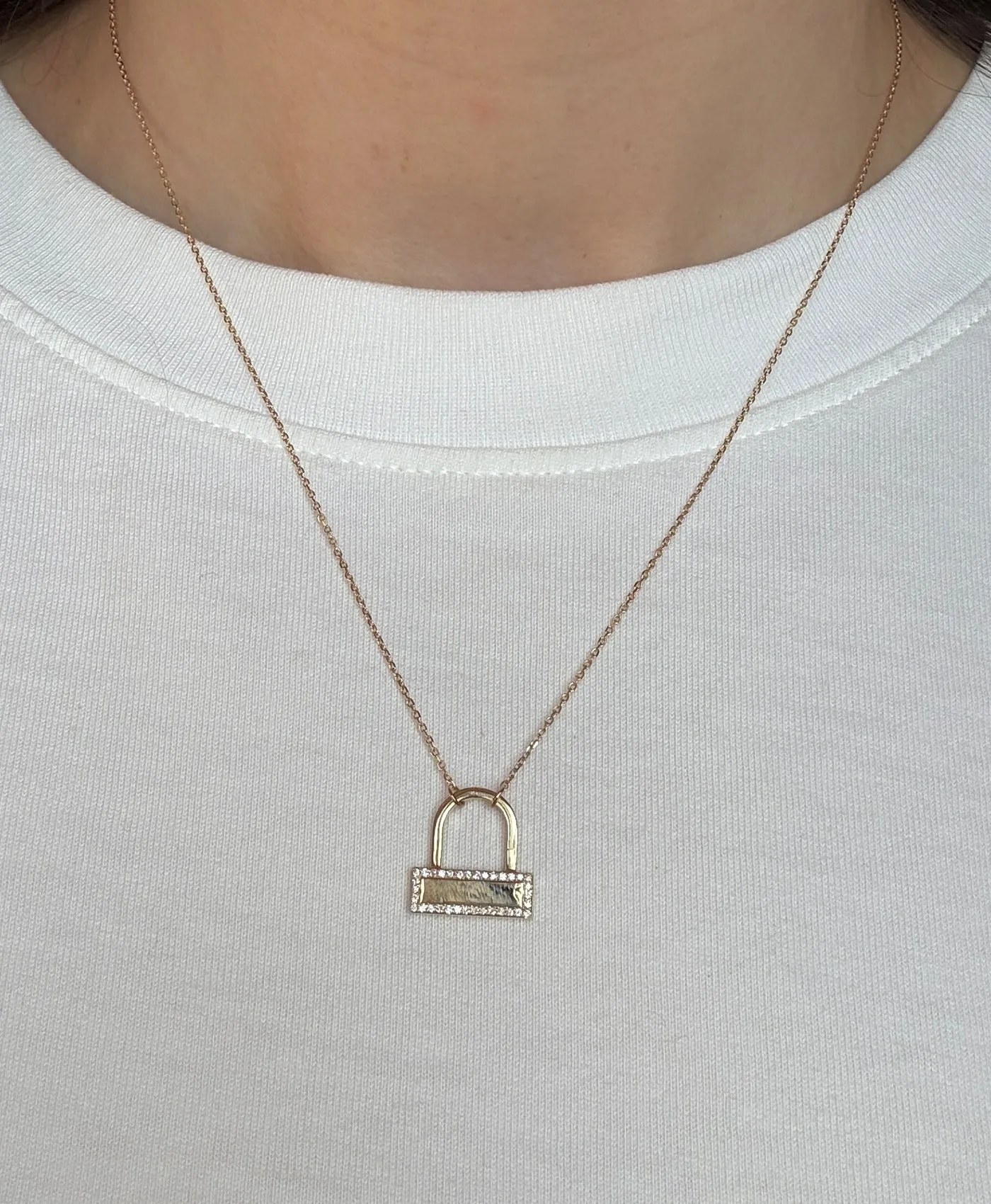 London Small Pave Lock Necklace sold by Adina Reyter product image thumbnail 2