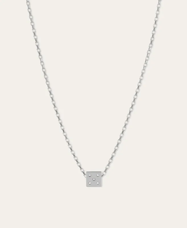 Diamond Dice Big Bead Necklace on 2mm Italian Chain in Sterling Silver sold by Adina Reyter