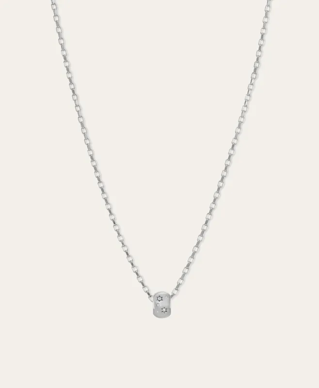 Celestial Diamond Big Bead Necklace in Sterling Silver sold by Adina Reyter