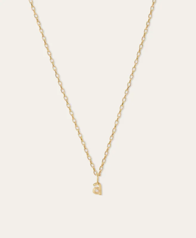 Groovy Diamond Initial Mini Charm Necklace on Italian Chain sold by Adina Reyter
