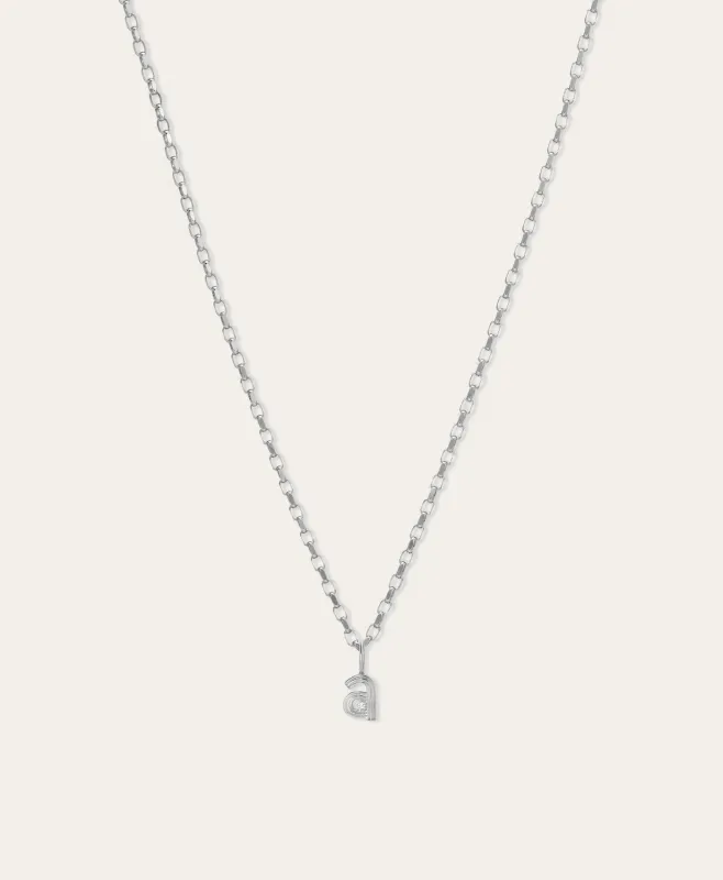 Groovy Diamond Initial Mini Charm Necklace on Italian Chain in Sterling Silver sold by Adina Reyter