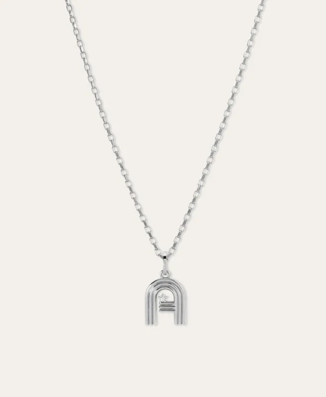Groovy Diamond Initial Necklace on 2mm Italian Chain in Sterling Silver made by Adina Reyter