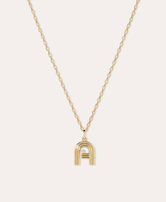 Groovy Diamond Initial Necklace on 2mm Italian Chain sold by Adina Reyter