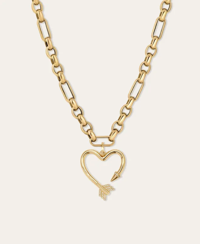 Diamond Arrow Heart Mixed Rolo Chain Necklace sold by Adina Reyter