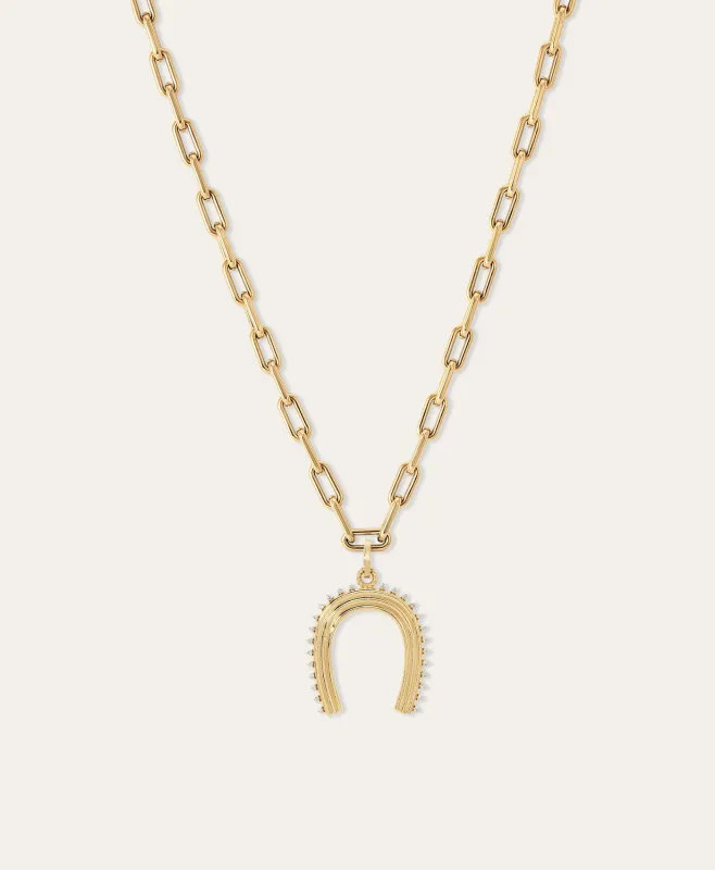 Groovy Diamond XL Horseshoe Charm Necklace sold by Adina Reyter