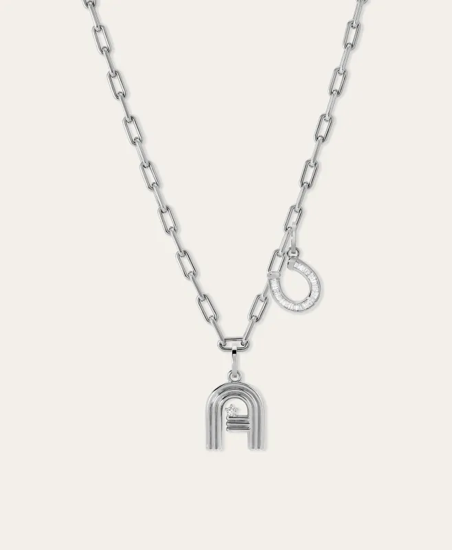 Groovy Diamond Initial + Horseshoe Charm Necklace sold by Adina Reyter