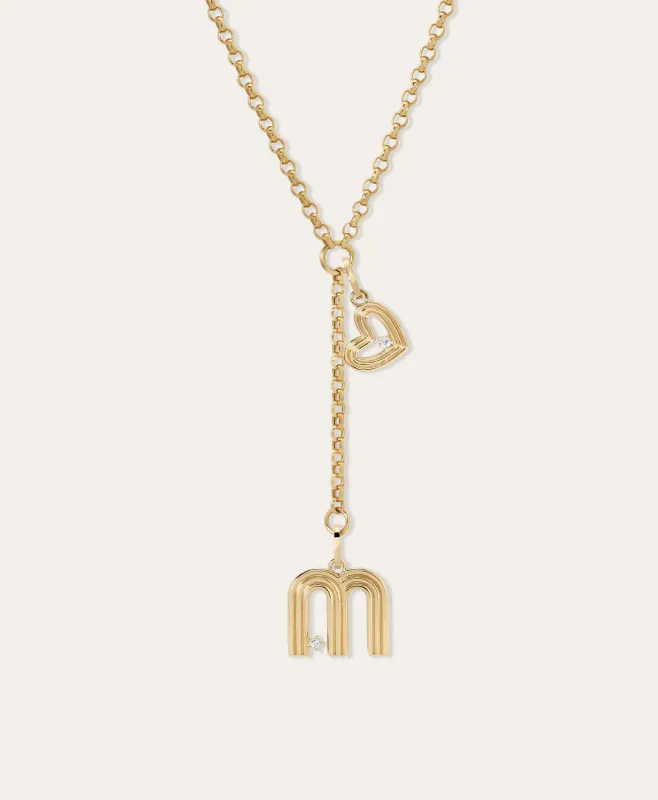 Groovy Diamond Initial + Heart Lariat Necklace sold by Adina Reyter