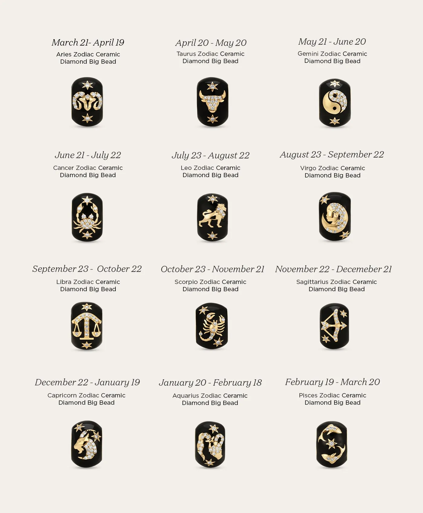 Choose Your Zodiac Diamond Big Bead Necklace sold by Adina Reyter product image thumbnail 3