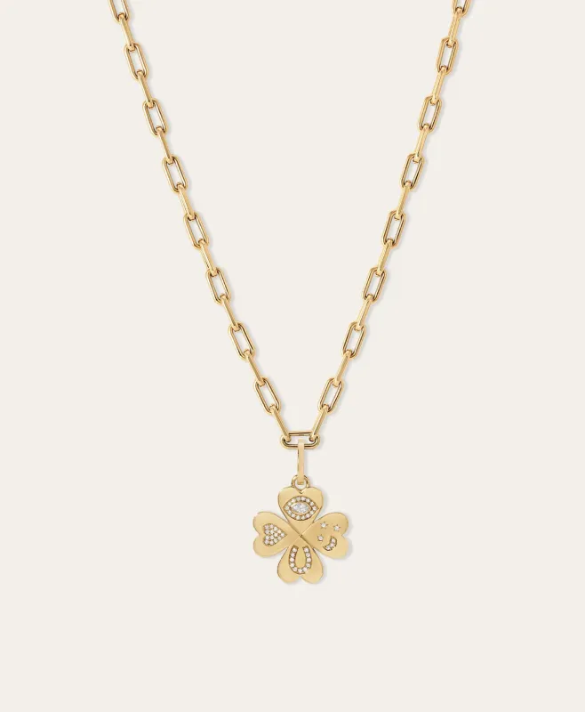 Good Luck Diamond Clover Charm Necklace sold by Adina Reyter