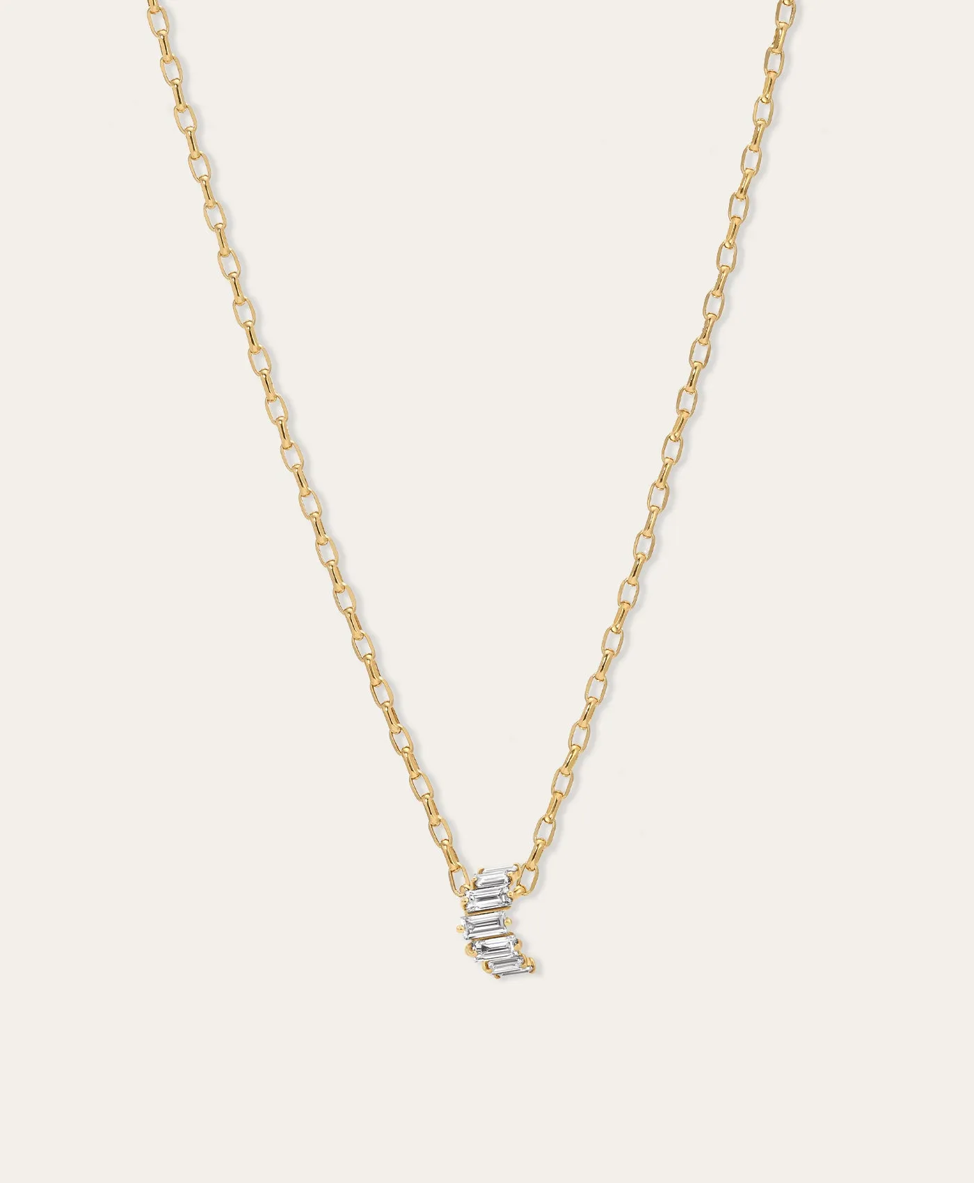 Diamond Baguette Tiara Big Bead Necklace sold by Adina Reyter