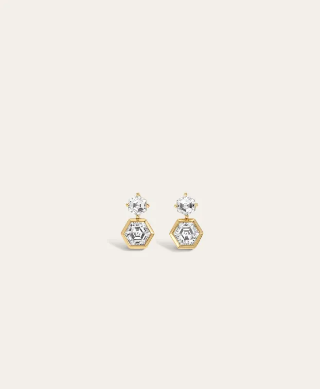 Diamond Hexagon Drop Earrings made by Adina Reyter