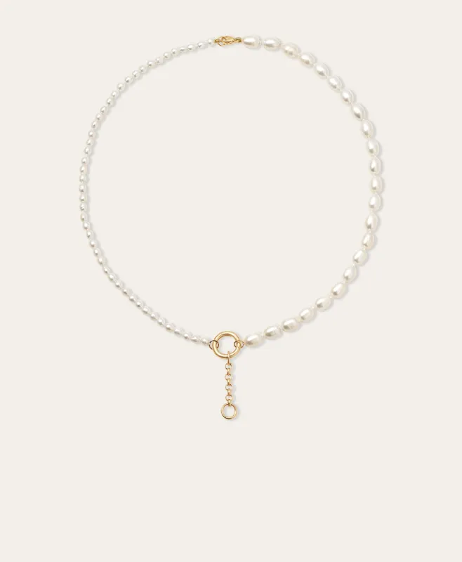 Half & Half Pearl Lariat Necklace sold by Adina Reyter