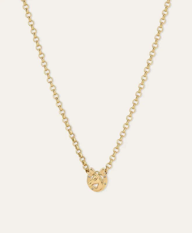 Diamond Horse Head Big Bead Necklace sold by Adina Reyter