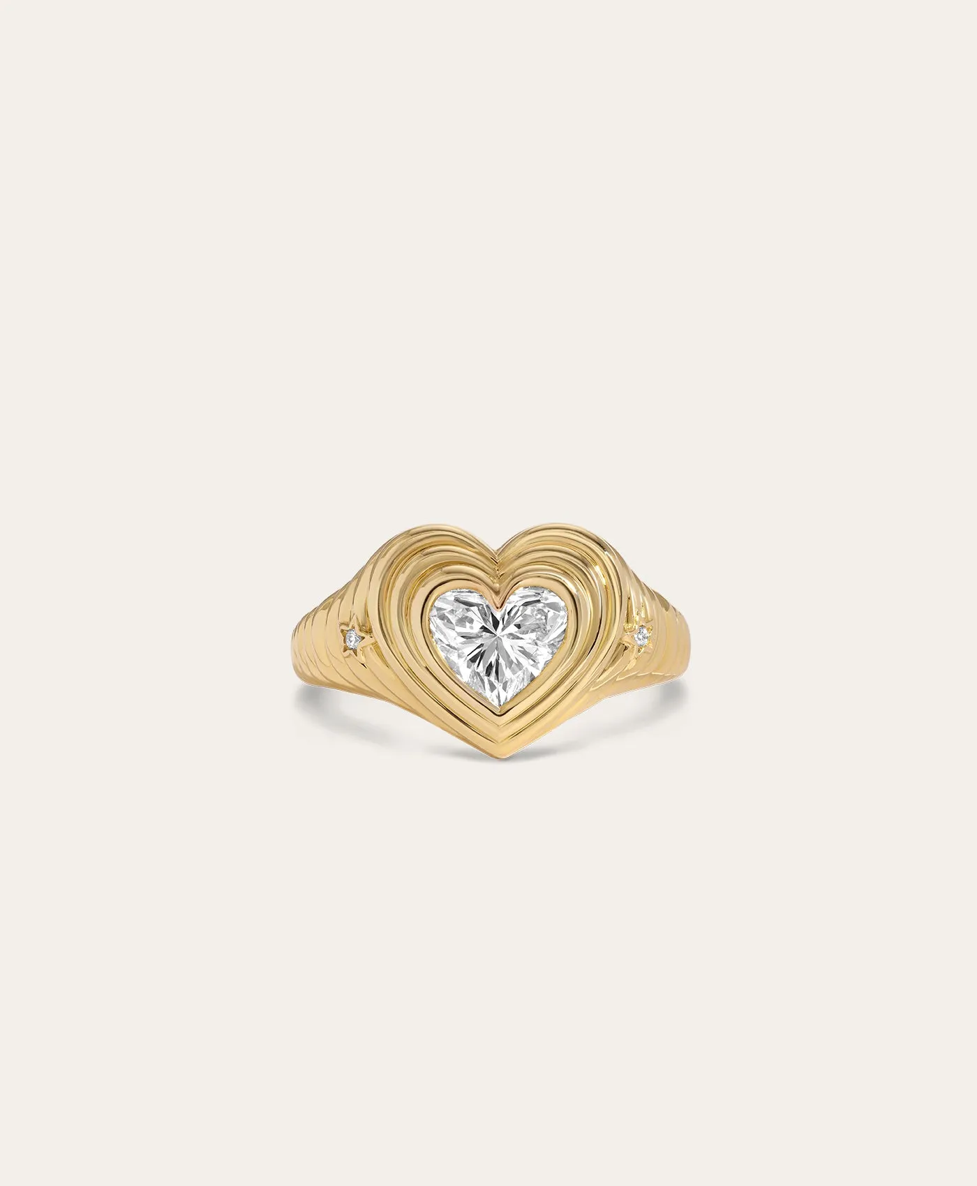 Groovy Diamond Heart Signet Ring sold by Adina Reyter