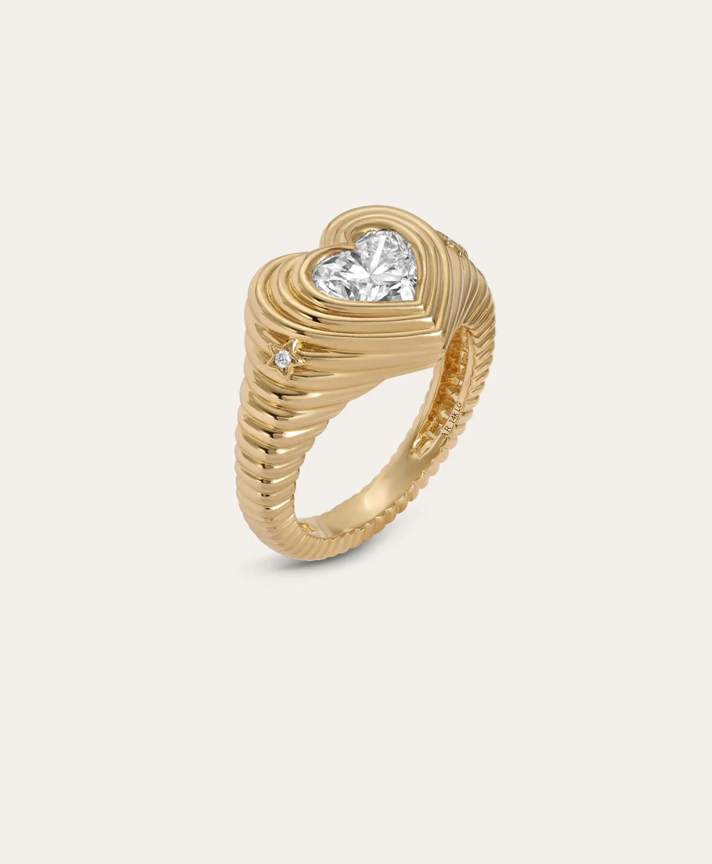 Groovy Diamond Heart Signet Ring sold by Adina Reyter product image thumbnail 4