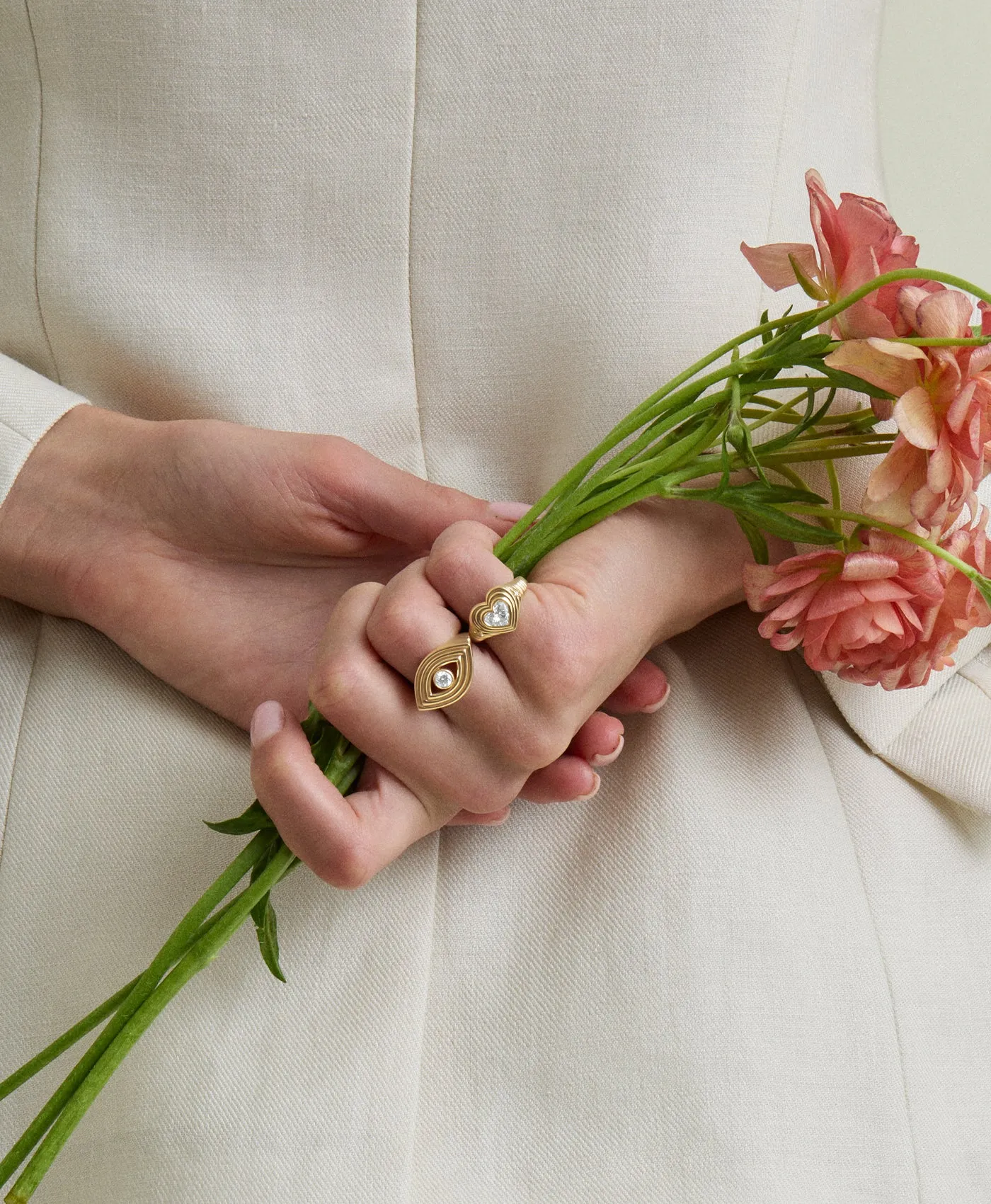Groovy Diamond Heart Signet Ring sold by Adina Reyter product image thumbnail 2