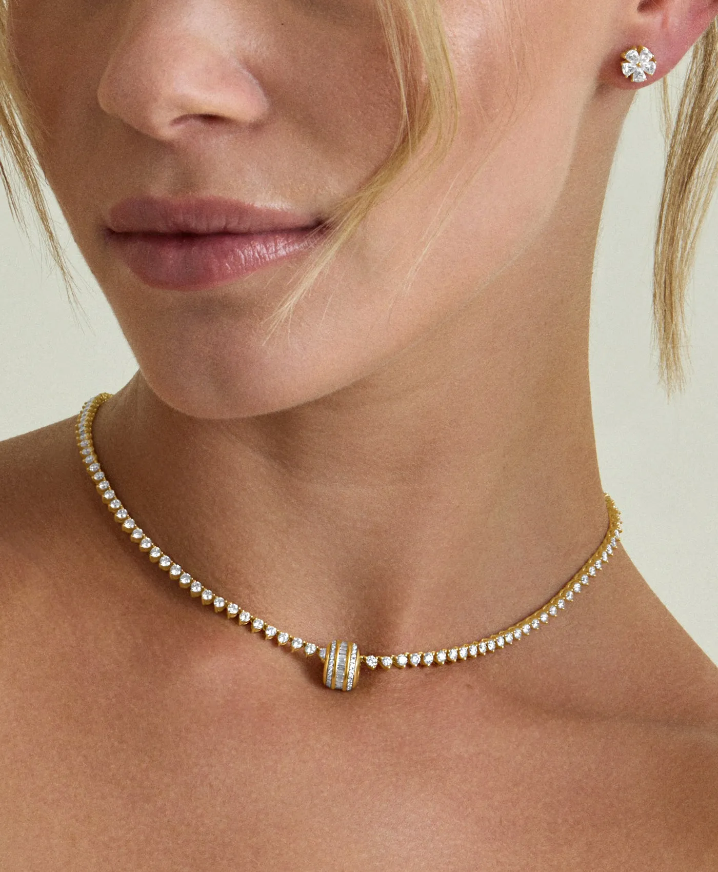 Martine Diamond Big Bead Tennis Necklace sold by Adina Reyter product image thumbnail 2