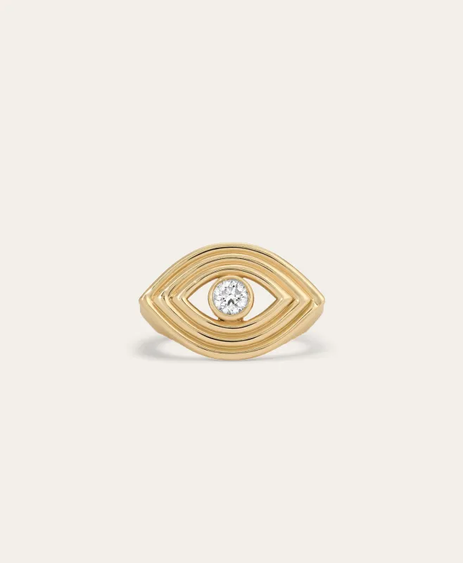 Groovy Diamond Evil Eye Ring made by Adina Reyter