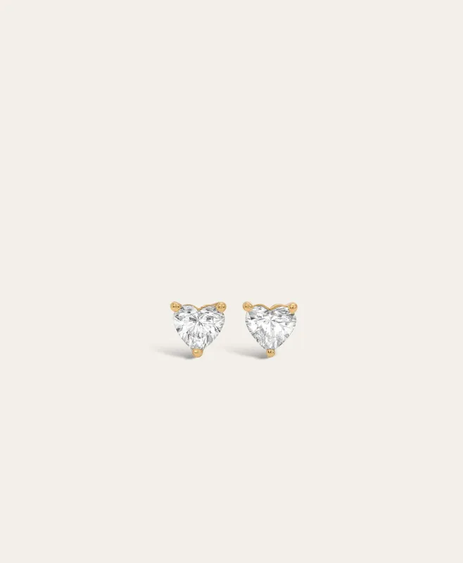 Diamond Heart Stud Earrings made by Adina Reyter