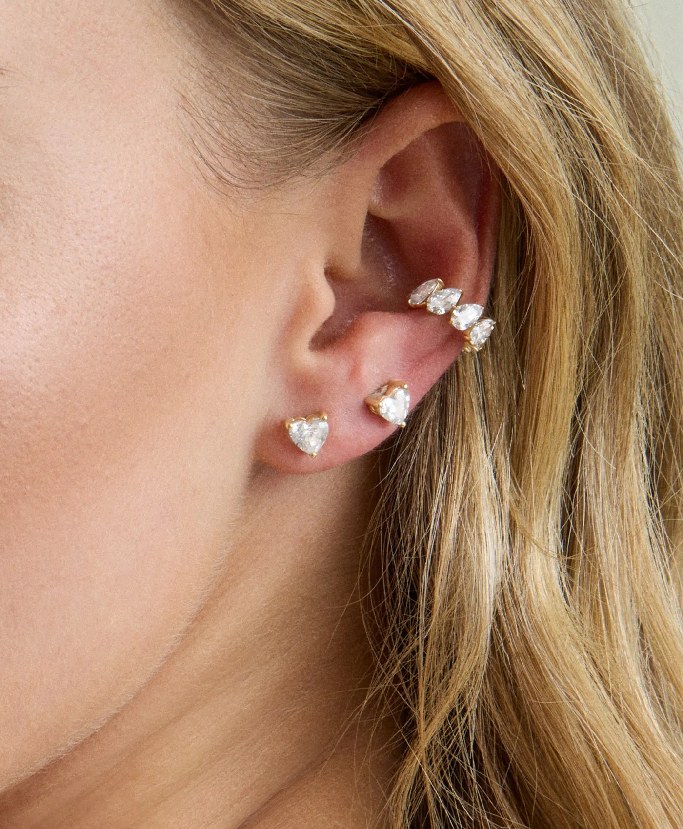 Diamond Heart Stud Earrings sold by Adina Reyter product image thumbnail 2