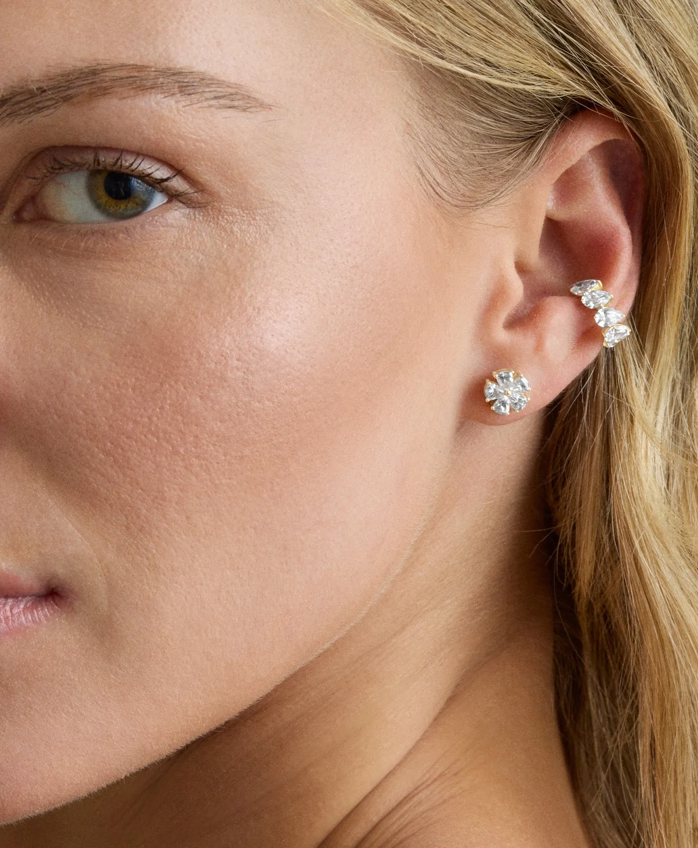 Diamond Flower Stud Earrings sold by Adina Reyter product image thumbnail 2