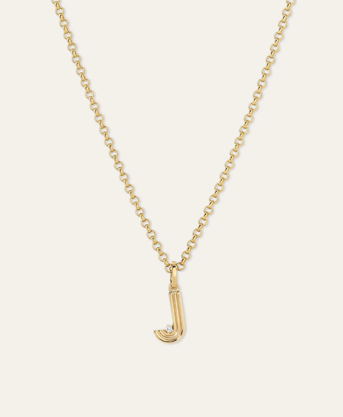 Groovy Diamond Initial Charm Necklace on Rolo Chain sold by Adina Reyter