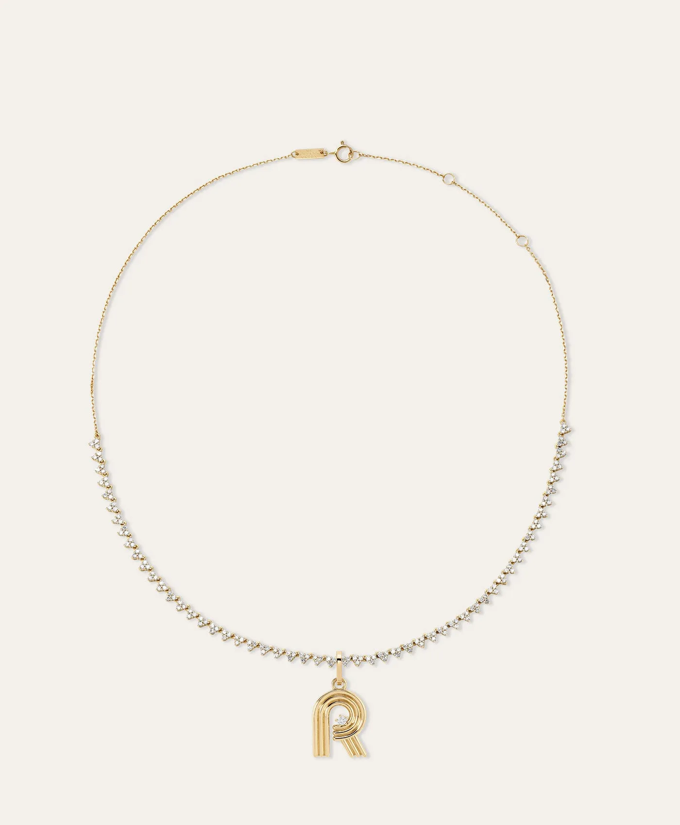 Groovy Diamond Initial Charm Necklace on Diamond Cluster Half Riviera Necklace sold by Adina Reyter product image thumbnail 2