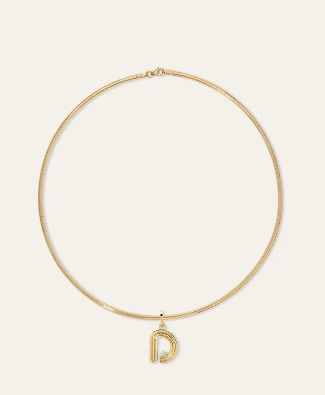 Groovy Diamond Initial Charm Necklace on Omega Chain made by Adina Reyter