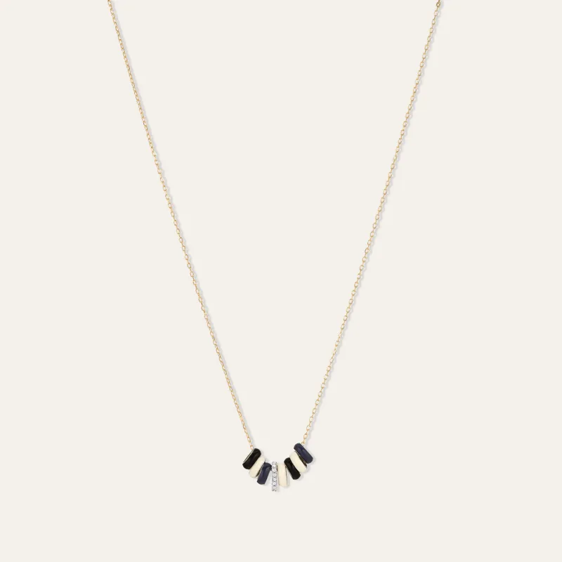 Midnight Stripes Diamond + Enamel Mini Bead Necklace made by Adina Reyter