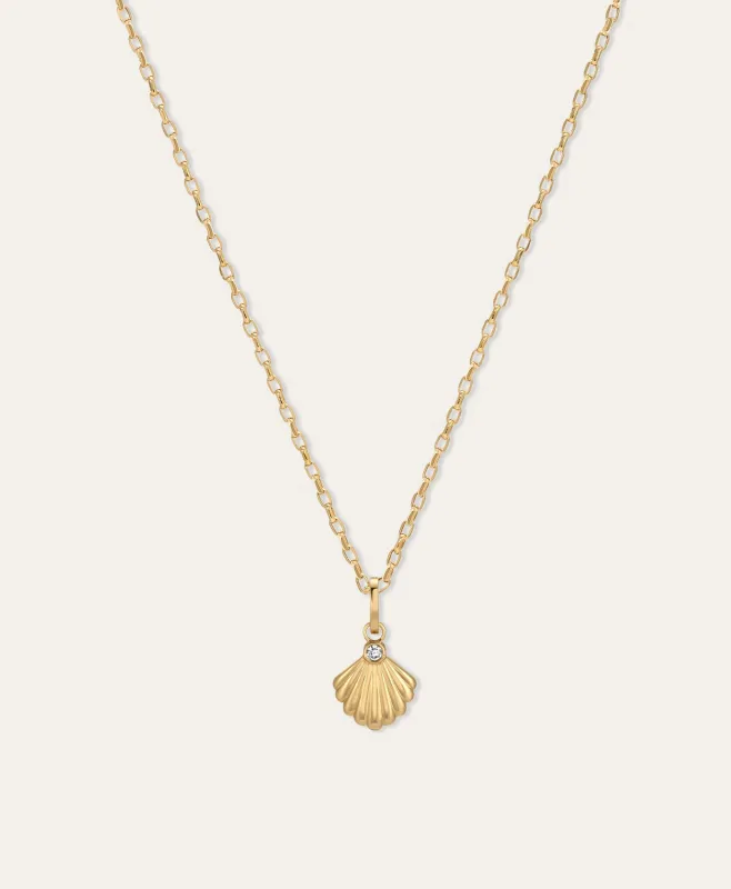 Groovy Diamond Seashell Charm Necklace made by Adina Reyter
