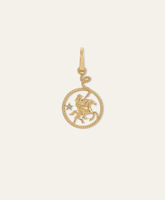 Diamond Cowgirl with Lasso Hinged Charm made by Adina Reyter