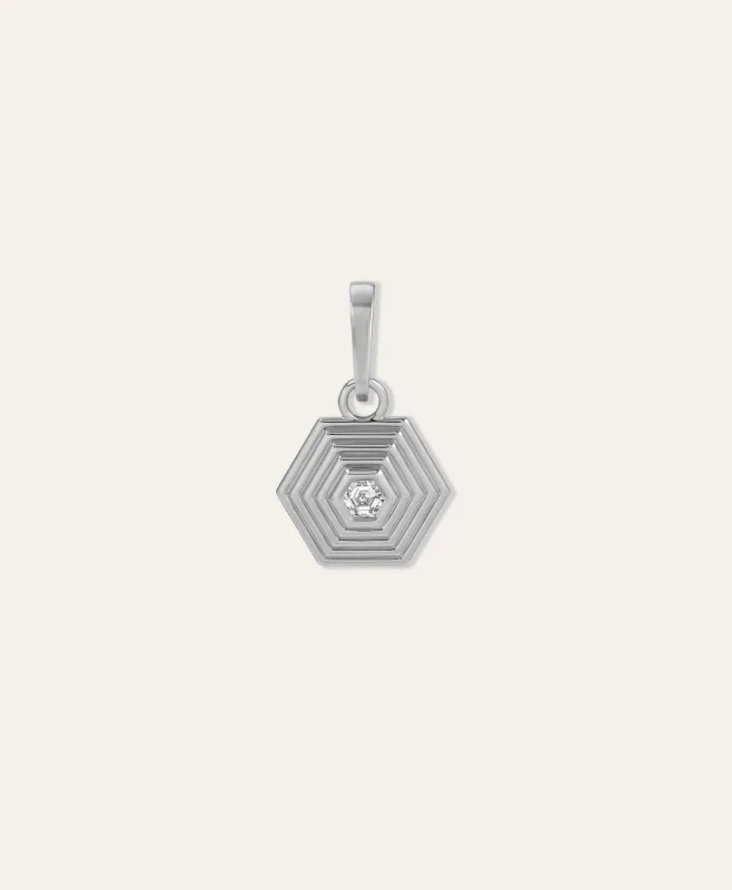 One of a Kind Groovy Geometric Diamond Hexagon Hinged Charm made by Adina Reyter